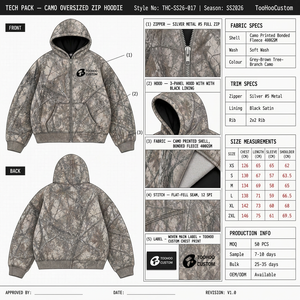 Sudadera con capucha de forro polar camuflado con cremallera, estilo oversize, con bolsillo canguro y capucha de 3 paneles para hombre - Product Image 2