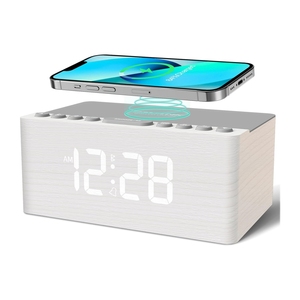 Đồng hồ thông minh bằng gỗ hiện đại đa chức năng sạc không dây với màn hình hiển thị nhiệt độ báo lại tính năng Loại chuyển động vô tuyến - Product Image 2