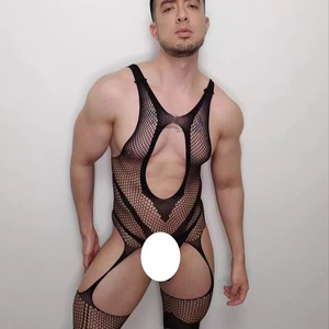 Men Sexy <b>Fishnet</b> Bodysuit Black Mid Rise Nylon Temptation Underwear Spring 2023 g388 - Product Image 3