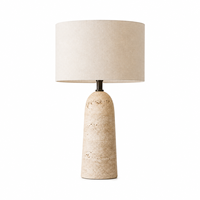 Lampe de table en travertin de luxe avec abat-jour en tissu E27, lampe de chevet moderne en pierre naturelle pour la maison et l'hôtel