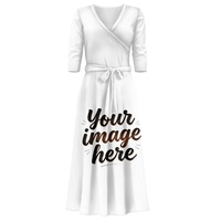 Robe longue décontractée pour femme, élégante, à nouer, taille haute, avec poches latérales, manches 3/4, col en V, personnalisée en usine pour l'été