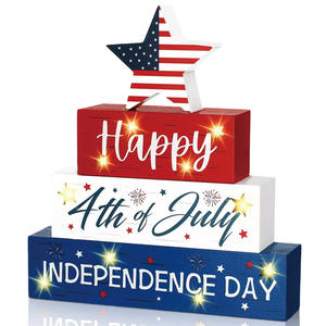 Ornement en bois en forme d'étoile à cinq branches, best-seller pour le Jour de l'Indépendance, avec lumière LED, décoration de bureau patriotique du 4 juillet pour - Product Image 6