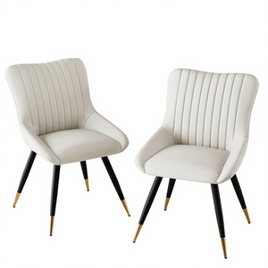 Sedie da Pranzo Imbottite all'Ingrosso, Moderne in Ecopelle Bianca, Stile Mid-Century con Schienale Solido e Imbottito per Soggiorno - Product Image 6