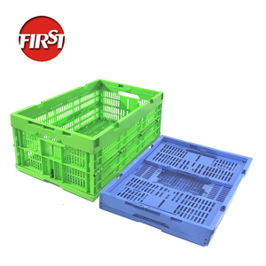 Crates Stackable Fold in Vegetables Plastic Foldable Feature Plastic Crate Fruit Usage Vegetables Transportation Mesh
