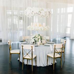 Sedia da Pranzo Moderna in Acciaio Inossidabile Dorato, Resistente e Romantica per Hotel, Matrimoni, Ristoranti, Feste, Eventi, Sale Banchetti e Esterni - Product Image 3