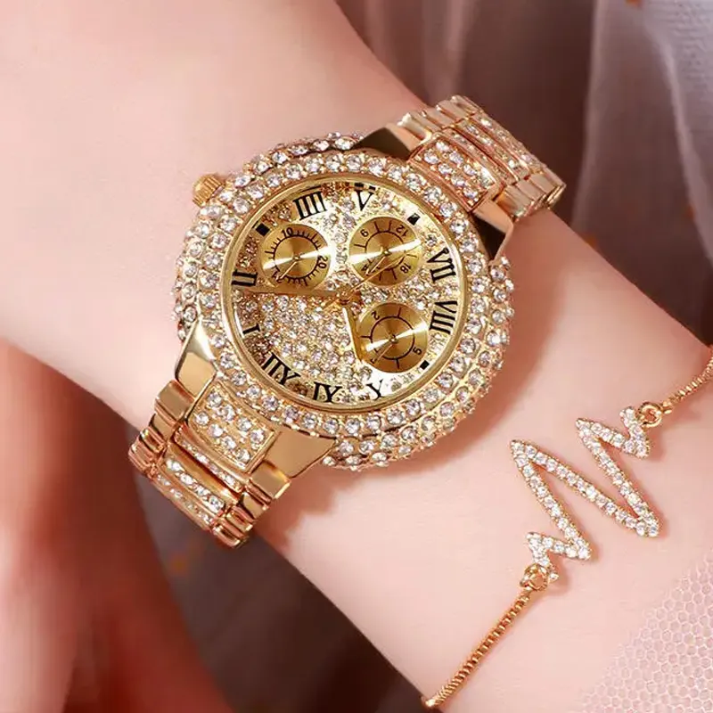 Fashionable Reloj De Mujer Cuarzo Gold Luxury Quartz Wrist Watch Women Stylish Custom Damen Uhr Orologio Donna