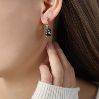 BJG0361E Boucles d'oreilles en acier inoxydable avec pierre naturelle plaquée or 18 carats Boucles d'oreilles pendantes en coquille d'ormeau pour femmes