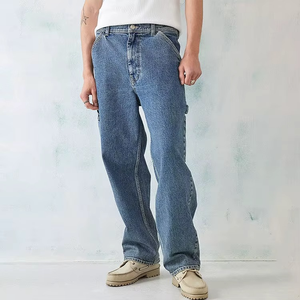 Spring Autumn Hot Sale Denim <b>Jeans</b> Men 100% Cotton Blue Straight Baggy Windproof Breathable Multi Pocket Vintage <b>Work</b> Carpenter - Product Image 4