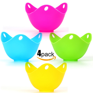 4 Pack Microwave Stovetop Cooking Poaching Cups Silicone Poacher <b>Pan</b> with Ring Standers - Product Image 3