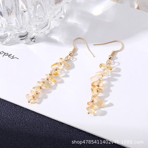 Boucles d'oreilles pendantes longues à pampilles en pierres colorées, bijoux de fête multicolores, boucles d'oreilles tendance - Product Image 3
