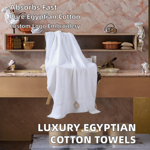 Toallas de baño de lujo personalizadas de algodón egipcio antimicrobiano con patrón de cuadros tejidos, logotipo bordado, altamente absorbentes y suaves. - Product Image 2