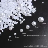 Perles demi-rondes en plastique pour nail art, accessoires colorés DIY, pince à cheveux, vêtements, perles à fond plat, tailles mélangées, vente en gros