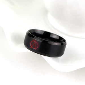 Nuovo Design 8MM <span class=keywords><strong>V</strong></span> per anelli di movimento <span class=keywords><strong>Vendetta</strong></span> per uomo anello in acciaio inossidabile placcato nero <span class=keywords><strong>V</strong></span> Symbol Rings - Product Image 3
