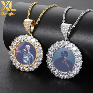 Collar con Colgante de Foto Personalizado de Cobre, Estilo HipHop Unisex, con Circonita, Chapado en Oro de 18K, Cadena Singapur Trenzada, para Aniversario - Product Image 6