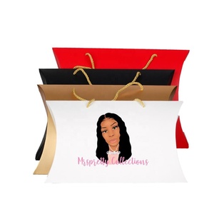 Boîte à oreillers en marbre personnalisée avec poignée en ruban pour l'emballage des extensions de cheveux, des perruques, des cadeaux, boîte en papier avec logo estampé et fenêtre transparente - Product Image 6