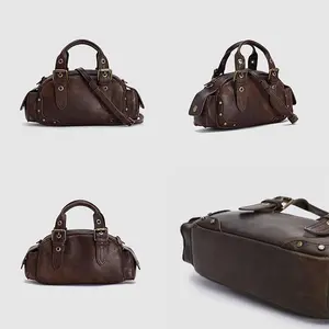 # Pa0919 Verstelbare Handgreep Vintage Pu Lederen Dames Mode Luxe Tas Klassieke Vrouwen Hoge Kwaliteit Handtassen Lederen Handtas