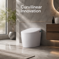 WC intelligent avec bidet intégré en céramique, siège chauffant, chasse d'eau automatique, sécheur d'air et télécommande