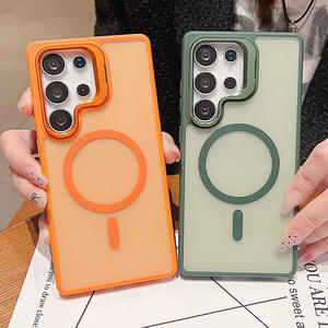 Coque de téléphone compatible avec Samsung S25 Ultra, support métallique effet peau, coque magnétique intégrale anti-chute - Product Image 1