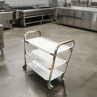 Chariot de service en acier inoxydable, 3 niveaux, utilitaire chariot de cuisine, train, restauration, chariot de service de restaurant, avec roulettes