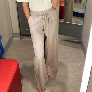 <span class=keywords><strong>Pantaloni</strong></span> da donna in cotone in lino <span class=keywords><strong>a</strong></span> gamba larga <span class=keywords><strong>a</strong></span> metà vita con coulisse elasticizzati Anti-Pilling <span class=keywords><strong>pantaloni</strong></span> della <span class=keywords><strong>tuta</strong></span> estivi Casual tasche - Product Image 6