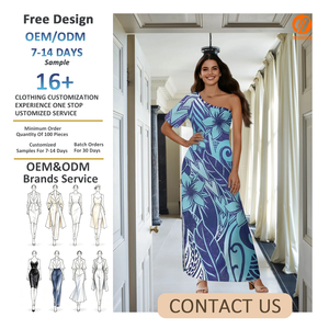 Vestido Largo Maxi <span class=keywords><strong>Hawaiano</strong></span> 7522 con Estampado Tribal Polinesio Azul, sin Tirantes, Sexy, con Abertura, para Cóctel, Fiesta, Estilo <span class=keywords><strong>Tahitiano</strong></span>, ODM - Product Image 2
