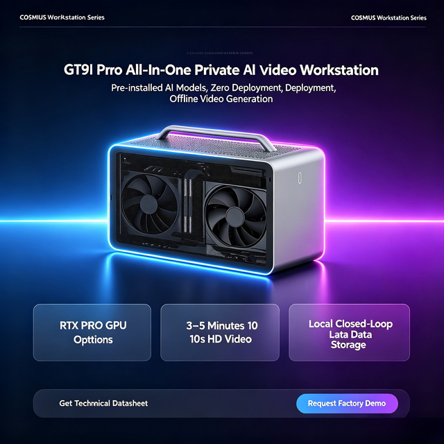 COSMIUS Zero Deployment Local AI Video Generation Computer Pre-installed MiniMax H3 Model Offline No Data Leakage Workstation.