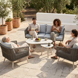 Conjunto de Sofás de Exterior de Aluminio Modernos Ourtyard Casual Spring Valley, Cojines Duraderos y Cómodos, Muebles de Exterior para 5 Personas - Product Image 2