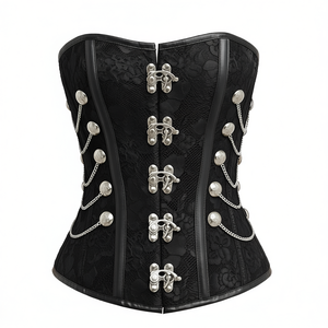 Gothic Corset Top for Women with Vintage Lace, Victorian Style Bustier - Product Image 1
