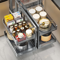 HNOSS Organisateur de paniers d'angle magique Armoire d'angle aveugle de cuisine Étagères coulissantes Paniers de rangement polyvalents dans le tiroir