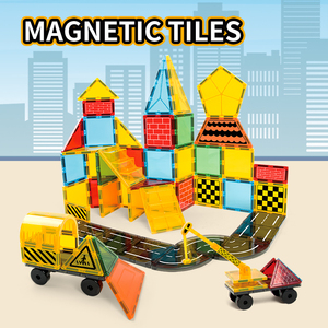 Magnet Tiles Building <strong>Blocks</strong> Plastic Road <strong>Race</strong> Car Track Sensory STEM Preschool Toys for Toddlers Perfect Birthday Gift Set - Product Image 3