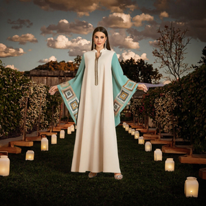Vestido Kaftan Abaya Modesto para Mujer, Cuello Redondo, Manga Larga, Largo hasta el Tobillo, Bordado con Lentejuelas, para Uso Diario - Product Image 3