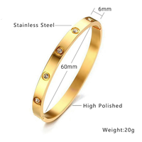 Vente en Gros Diamant Plaqué Or 18K Bijoux de Mode Inoxydable Ne Ternit Pas Bracelets en Acier Inoxydable pour Femmes et Filles