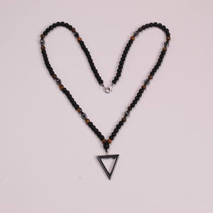 Collar con Colgante Triangular de Siete Pulsos Magnéticos, Ojo de Tigre, Ágata Negra Mate, Joyería de Moda Masculina para Uso Diario - Product Image 2