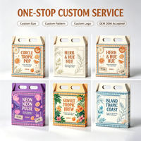 Boîte à poignée rigide en carton ondulé PET recyclable personnalisée, finition mate, découpe UV, poignée découpée, matériaux recyclés de qualité alimentaire, impression 4 couleurs