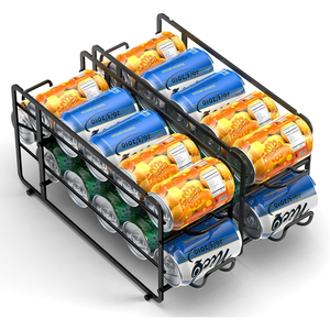 Support de présentation en métal pour distributeur de canettes de soda empilable à deux niveaux de type debout en fil <span class=keywords><strong>noir</strong></span> - Product Image 3