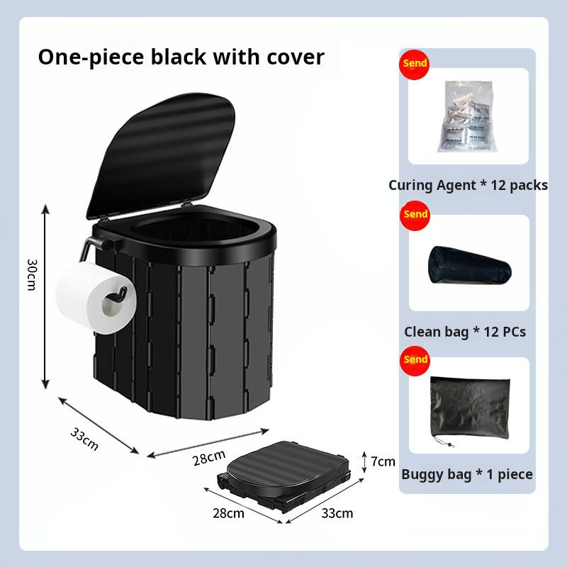 Noir avec couvercle, livré avec 12 sacs poubelles + 12 agents de durcissement.