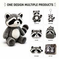 Peluche personnalisée en forme de raton laveur, directement de l'usine, à partir de vos illustrations, poupée de personnage en peluche OEM ODM pour marques IP originales