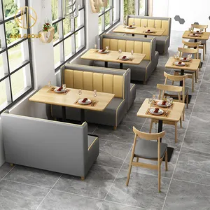 Foshan individuelles café quadrat restaurant tisch leder Holz Cafe stuhl stand Sofa-Bänke Sitzmöbel Restaurant Stuhl Ständer-Sets