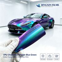 DINGXIN OEM TPU Bukalemun Mor Mavi Yeşil Renk Değiştiren PPF J002 Kendinden Onarımlı Sararmayan Araba Kaplama Filmi 1.52m Rulo