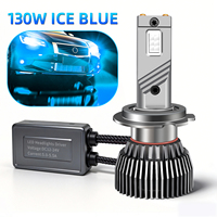 Prix Usine M6 130W Phare LED à Double Tube de Cuivre Bleu Glace H1 H3 H7 H8 H9 H11 H16 HB3 9005 HB4 9006 Canbus Étanche