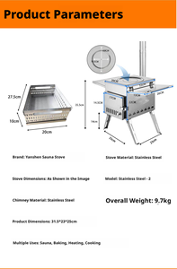 WillowyBe Portable Camping Wood Stove Outdoor Sauna Hot Tent <strong>Rocket</strong> Stove <strong>Heater</strong> for Climbing and Dry Sauna with Friends - Product Image 4