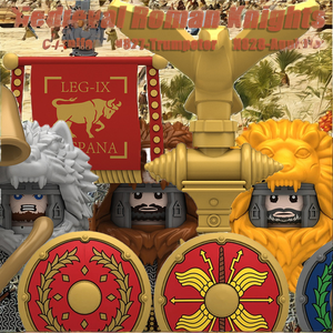 Moc Thời Trung Cổ La Mã Quân Đội Con Số Khối Xây Dựng Cho Bé Trai Nhựa Tiêu Chuẩn Mang Thanh Kiếm Trumpeter Mace Cape Cờ Lá Chắn Đồ Chơi - Product Image 2