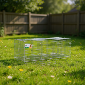 Cage à lapin en acier galvanisé argenté 650 x 55 x 55 cm pour animaux de compagnie - Product Image 2
