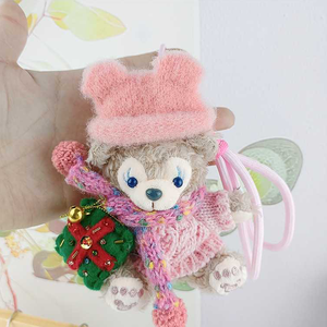 Factory Hot Sale Christmas <b>Pink</b> Hat <b>Bear</b> Star Gift Keychain Soft Plush Toys 4inch Stuffed Animal Toys Claw Machine Toys for Kids - Product Image 1