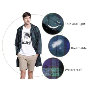 Chubasquero impermeable <span class=keywords><strong>para</strong></span> adultos, gabardina de plástico a la moda con rejilla verde, <span class=keywords><strong>Poncho</strong></span> general de poliéster con capucha <span class=keywords><strong>para</strong></span> hombres y mujeres, <span class=keywords><strong>capa</strong></span> de viaje - Product Image 2