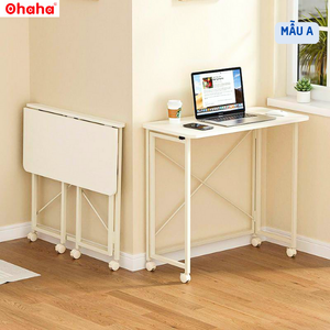 Rolling Folding <strong>Table</strong> with Lockable Wheels Space-Saving Wooden <strong>Table</strong> for Kitchen or Office Compact Size <strong>Easy</strong> to Relocate - Product Image 1