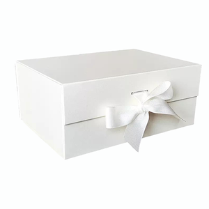 Custom Size Rigid Cardboard White Gift Packaging Fold Magnetic <strong>Box</strong> With Ribbon Baby Memory <strong>Keepsake</strong> Boxes