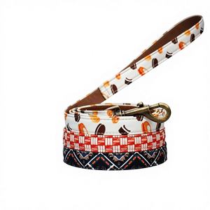 Motif 5 pieds, personnalisé avec doublure en cuir, concepteur de chien imprimé, laisse pour animaux de compagnie pour chiens petit moyen grand chiot - Product Image 1