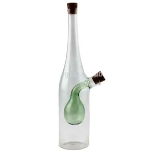 Clear Borosilicaat Glas Motief Olie En Azijn Cruet 2 In 1 Dispenser Fles