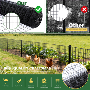 Black PVC Coated 16 Gauge Welded <b>Wire</b> <b>Mesh</b> Fence 2x3 Inches 48inch 50ft Roll Model USSXCN-036 Garden Animal Barrier - Product Image 5